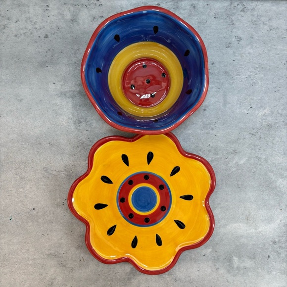 Susan Winget Garden‎ Brights Blue Bowl Plate Hostess Certified International - Picture 2 of 8